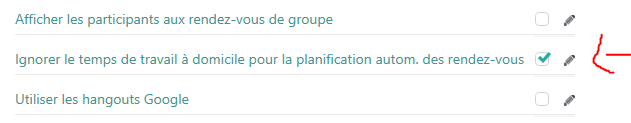 Nouveau r&eacute;glage pour l'agenda