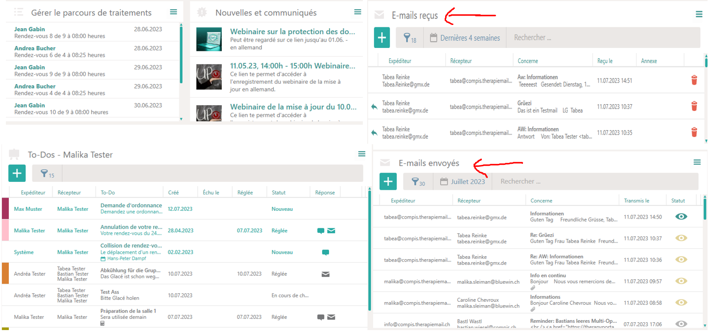 Nouvelle boîtes du Dashboard
