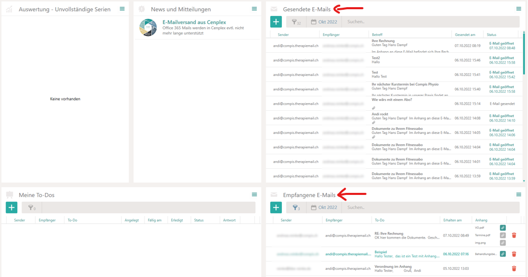 Neue Dashboard-Boxen