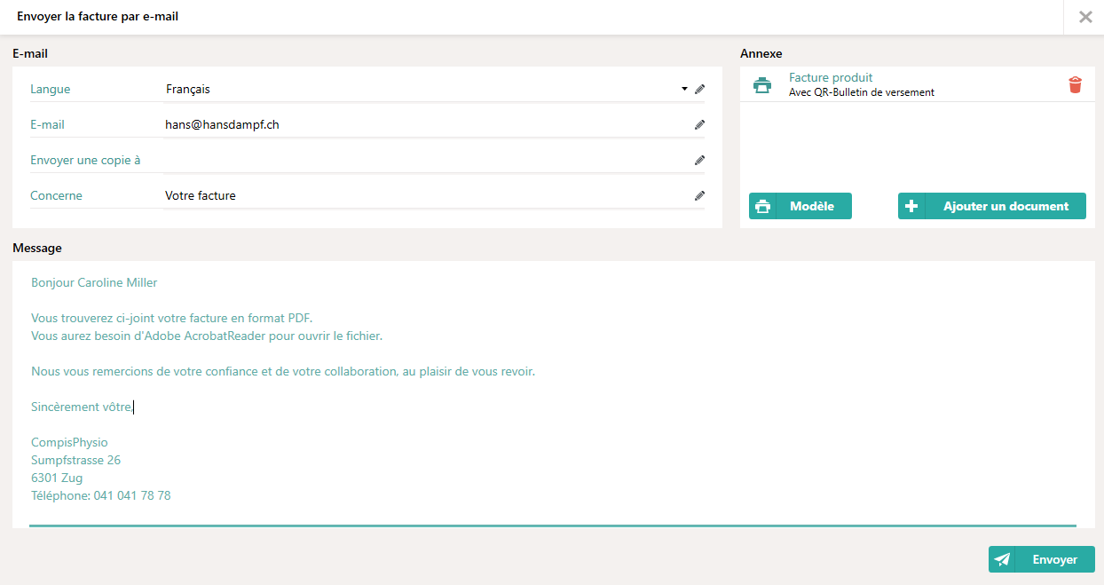 Nouvelle fonction e-mail