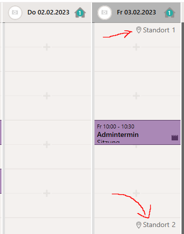Affichage dans l'agenda