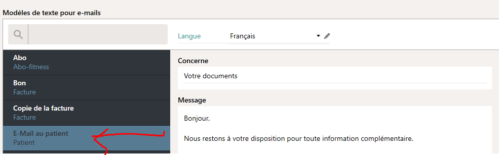 Mod&egrave;le de texte g&eacute;n&eacute;ral