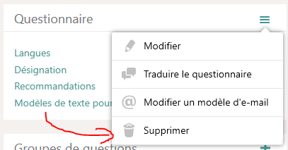 Supprimer le mod&egrave;le de questionnaire