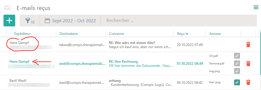 Affichage du patient