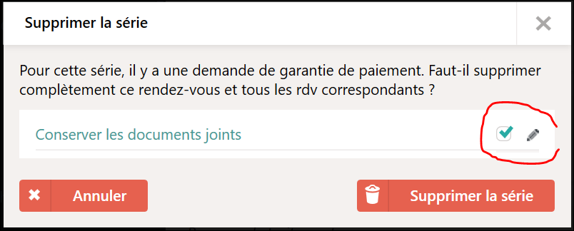 Supprimer la s&eacute;rie et conserver les documents