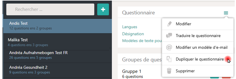 Dupliquer le questionnaire