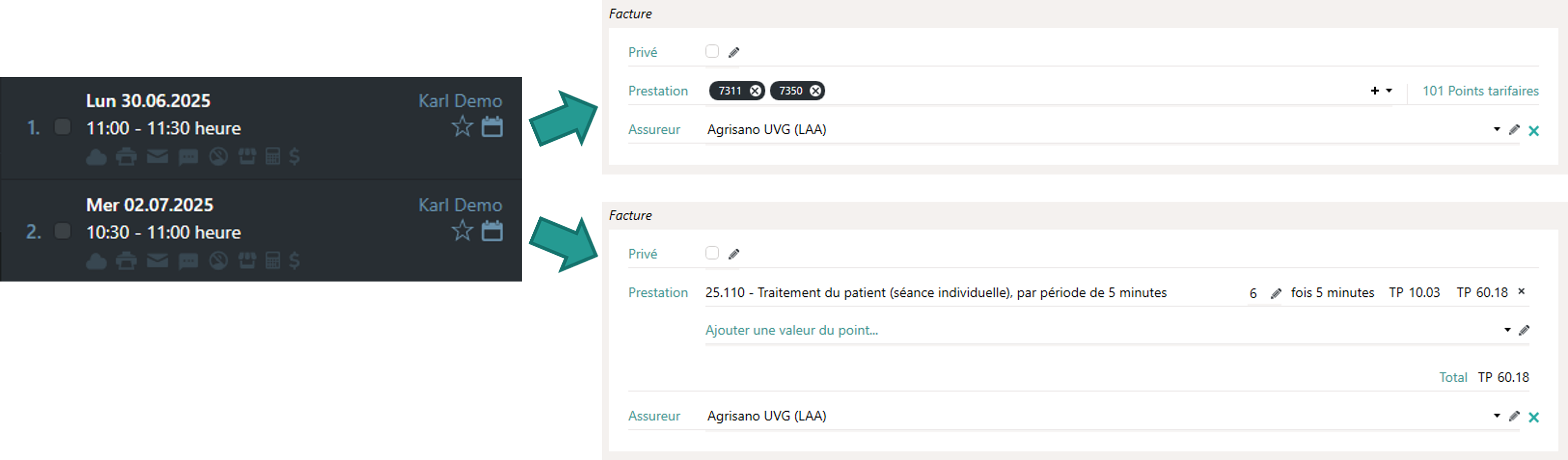 Avant et après le changement