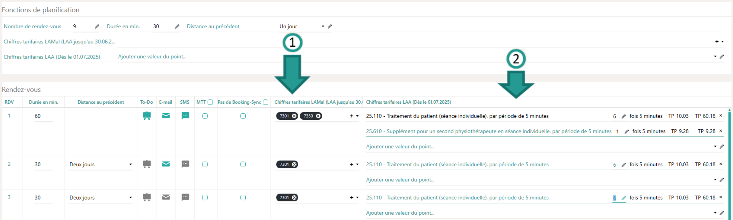 Tarifs physiothérapie
