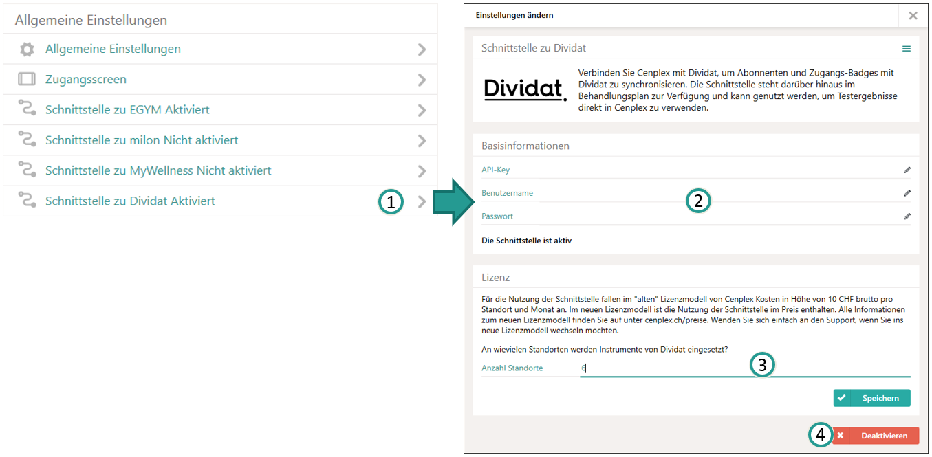 L&rsquo;interface Dividat