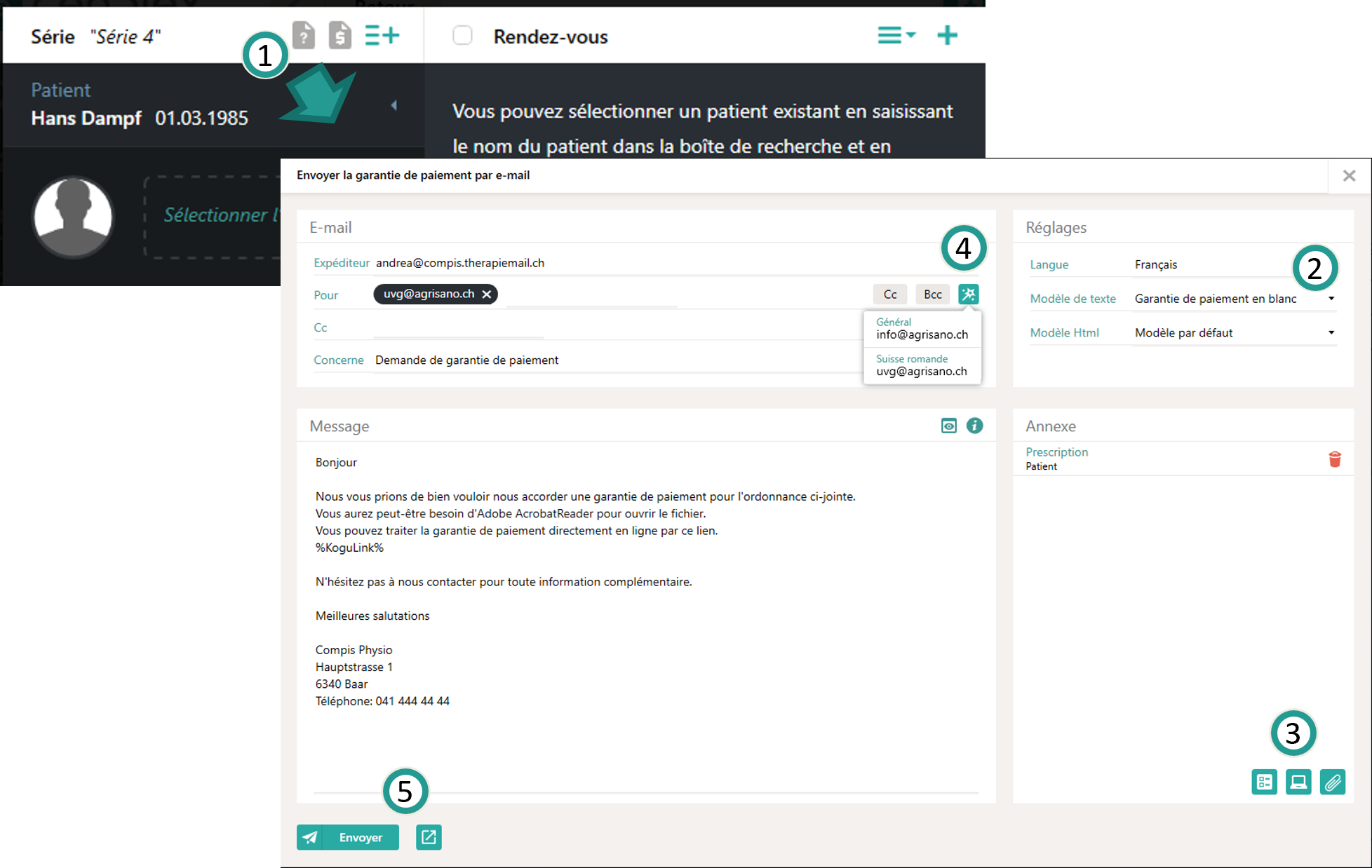 Choisir le destinataire