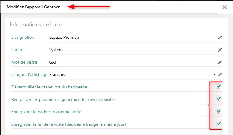 Configurer les appareils Gantner