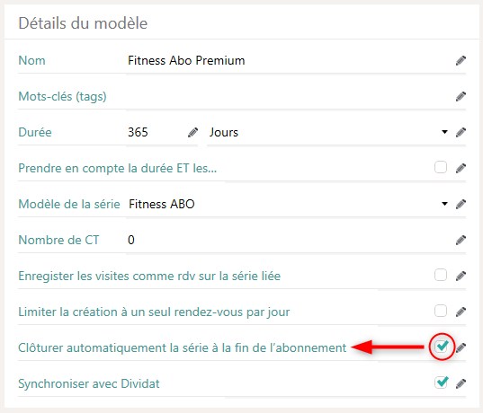 Nouvelle option dans le mod&egrave;le