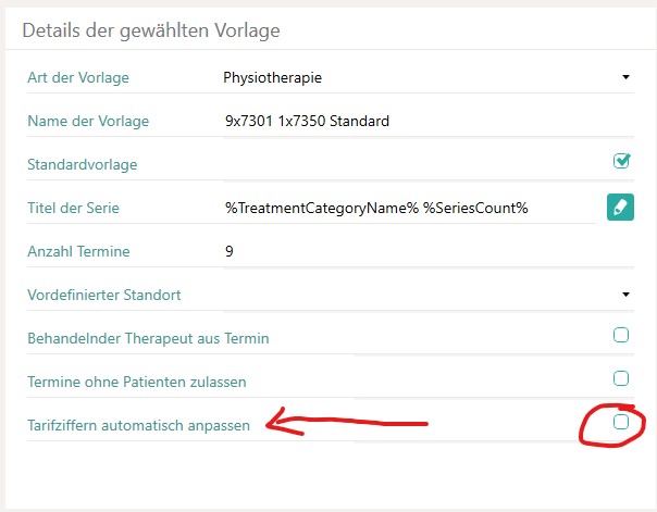 Tarifziffern automatisch anpassen