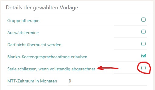 Serie automatisch abschliessen