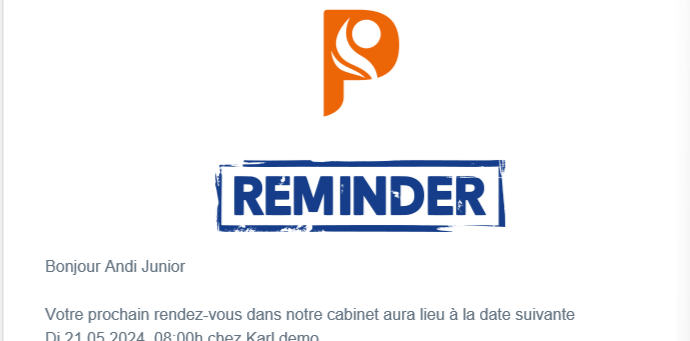 E-mail de rappel
