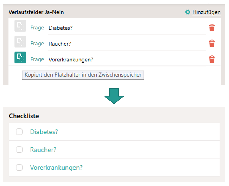 Checkliste im Bericht
